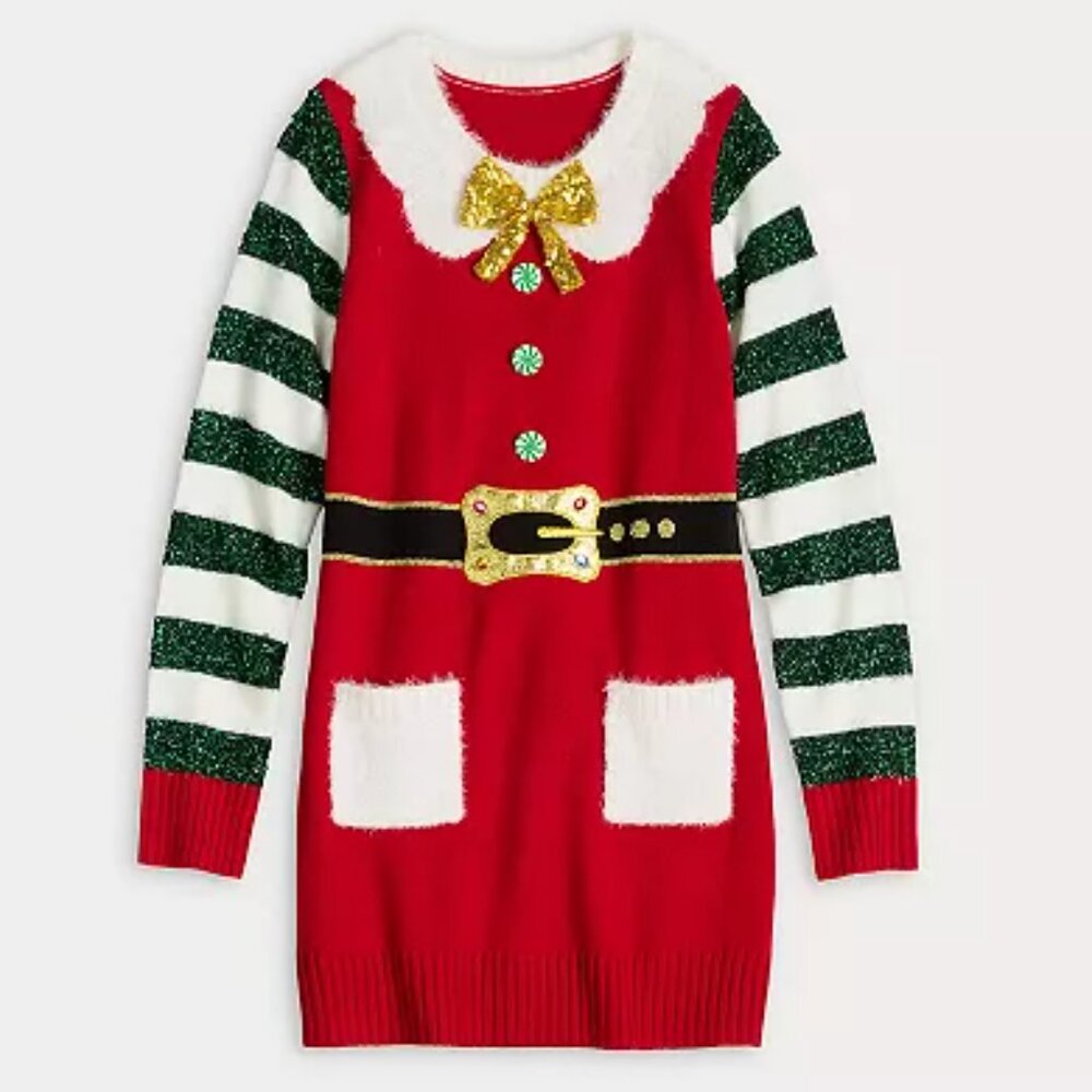 Women's Jollidays Long Sleeve Christmas Crewneck Sweater Tunic, XL